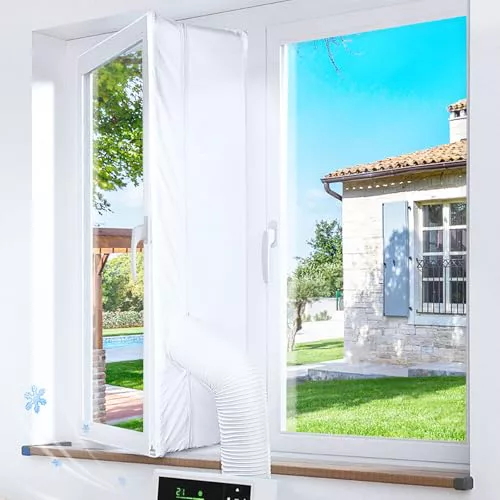 Gruntbear Kit Ventana Aire Acondicionado Portatil, 400CM Sello Ventana Universal para AC Móvil y Secadora AC Window Kit Que Bloquea el Aire Caliente, Fácil Instalación