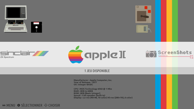 Recalbox 4.1.0 con emulación de apple ][