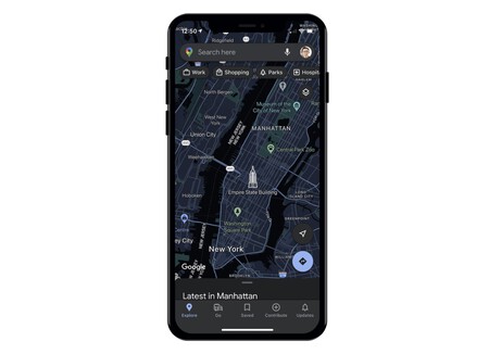 Google Maps in Dark Mode for iPhone