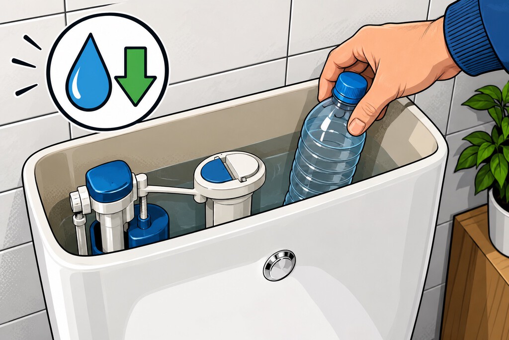 Colocar una botella dentro de la cisterna del inodoro es un viejo truco que puede ayudarte a ahorrar agua 
