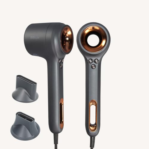 EOLUX | Secador de Pelo Profesional Iónico EX02 | Ergonómico, Sostenible y Silencioso | Protege el Cabello | Control de Temperatura | Motor Compacto | Boquillas Magnéticas | Bronze | 1500W