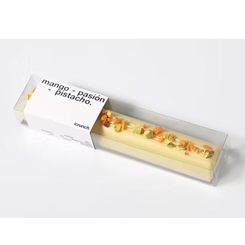 Turrón de mango, fruta de la pasión y pistacho, de Icrunch.