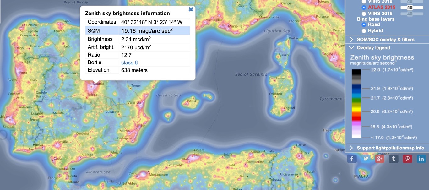 Busca las zonas con la menor contaminación lumínica gracias a este mapa ...