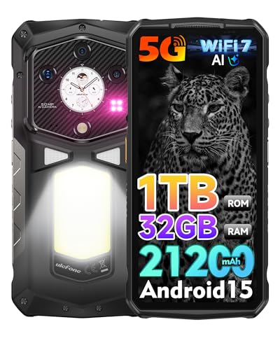 Ulefone Armor 29 Ultra 5G Movil Resistente 2025, 32GB+1TB/SD-2TB Android 15 AI Smartphone 21200mAh Teléfono Movil 6,67” FHD+ 120Hz AMOLED+1,04" Subpantalla, Cámara 64MP+50MP, 3-Slots/WiFi7/OTG/NFC
