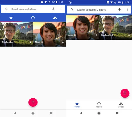 古いインターフェース(左)と新しいインターフェース(右)