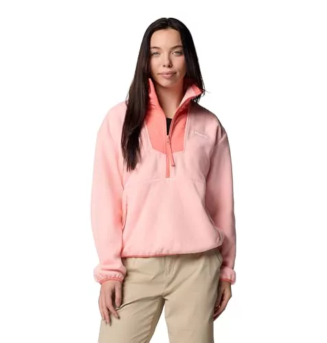 Columbia Women's Sequoia Grove Half Zip Fleece, Fleece Pull Over, Pink Sand/Alpenglow, M