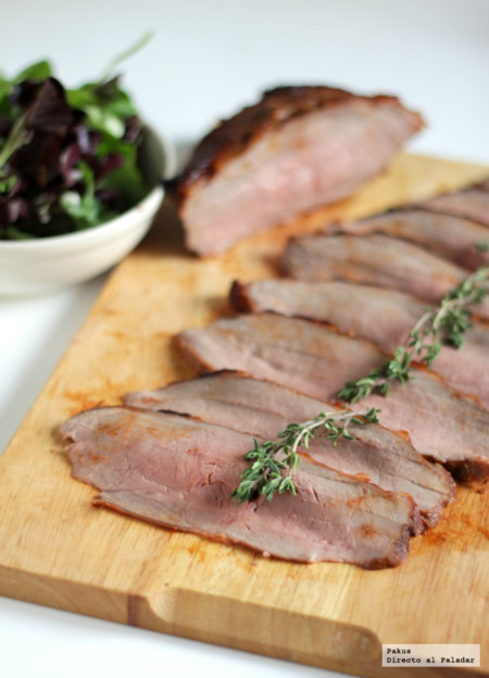 Asado de ternera con pimentón y miel. Receta