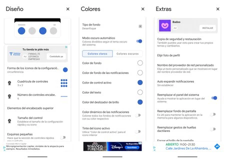 どちらのアプリケーションでも、通知とクイック設定の各側面を詳細にカスタマイズできます。