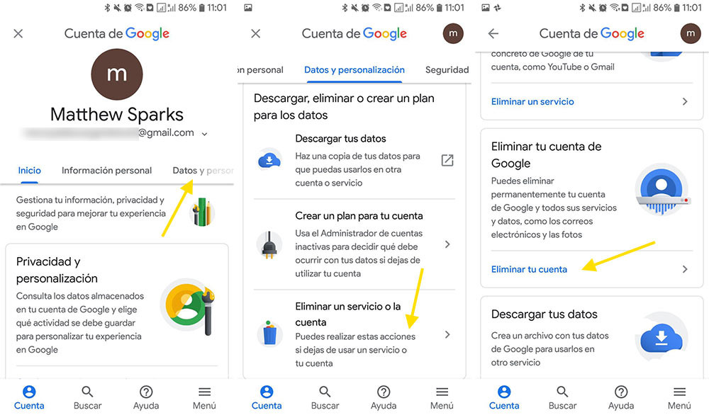 Cómo eliminar tu cuenta de Google desde un móvil Android