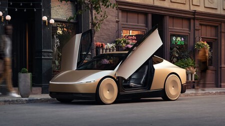 A carroceria do Tesla Cybercab tem um formato aerodinâmico em forma de gota, com a traseira mais estreita para melhorar a aerodinâmica. © Tesla