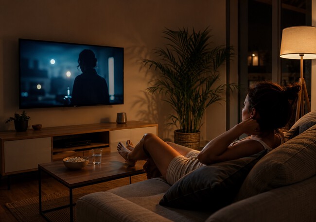 Viendo La Tele De Noche