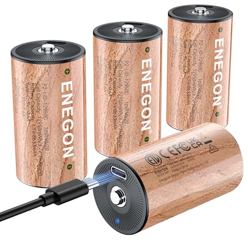 ENEGON 4 pilas D recargables de Litio-Ion de 12,950 mWh 