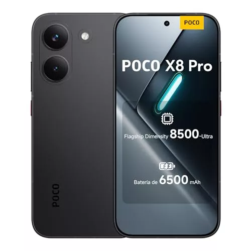 XIAOMI POCO X8 Pro - Smartphone de 8+512GB, Dimensity 8500-Ultra, batería de 6500 mAh, Sensor Sony IMX882 de 50MP con OIS, 1 año de garantía Extra, Cargador no Incluido, Negro (Versión ES)