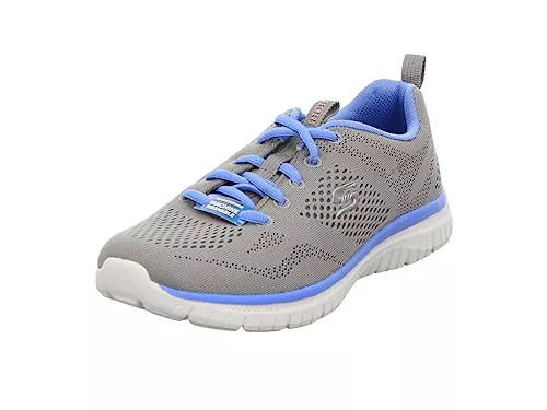 Skechers Virtue Kind Favor, Zapatillas Mujer, Gray Mesh/Blue Trim, 35 EU