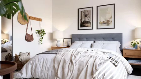 Antes y después: un dormitorio con diseño nórdico, materiales naturales y el color blanco como protagonista