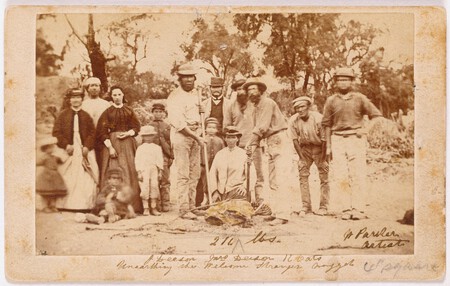 John Deason e Richard Oates com a Welcome Stranger. Imagem: Wikimedia Commons.