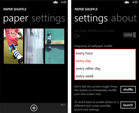 Paper Shuffle, fondos de pantalla rotativos en Windows Phone 8