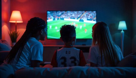 viendo un partido de futbol en una tele