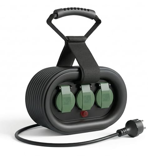 Carrete de cable para camping de 15 metros