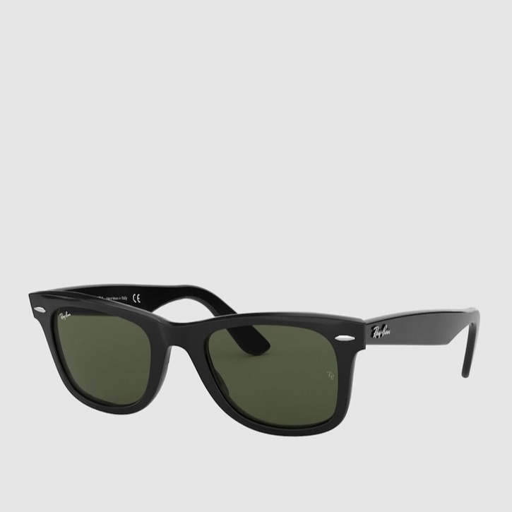 Ray-Ban - Gafas de sol Wayfarer cuadradas en acetato negro.