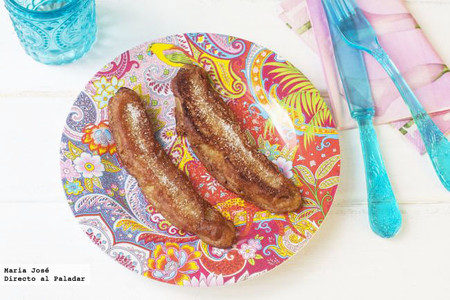 Receta de pisang goreng o plátano dulce frito indonesio