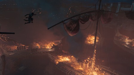Sobrevolando barcos en llamas