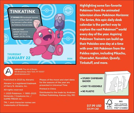 Calendario 2026 pokémon