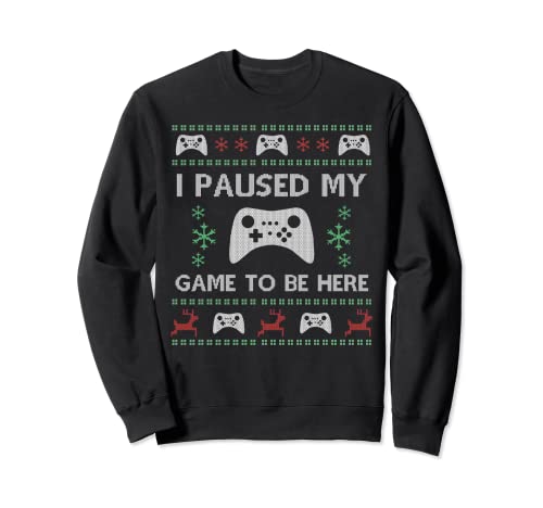 Jersey navideño feo de Gamer Paused My Game Sudadera