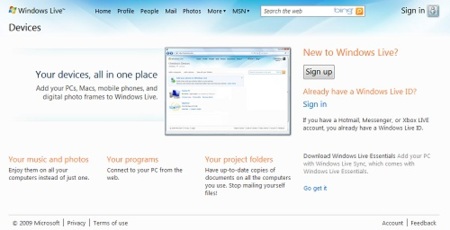 Windows Live Devices llevará las funciones de Live Mesh al usuario común
