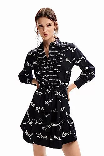 Desigual Vest_Salton Vestido, Negro, M Mujeres