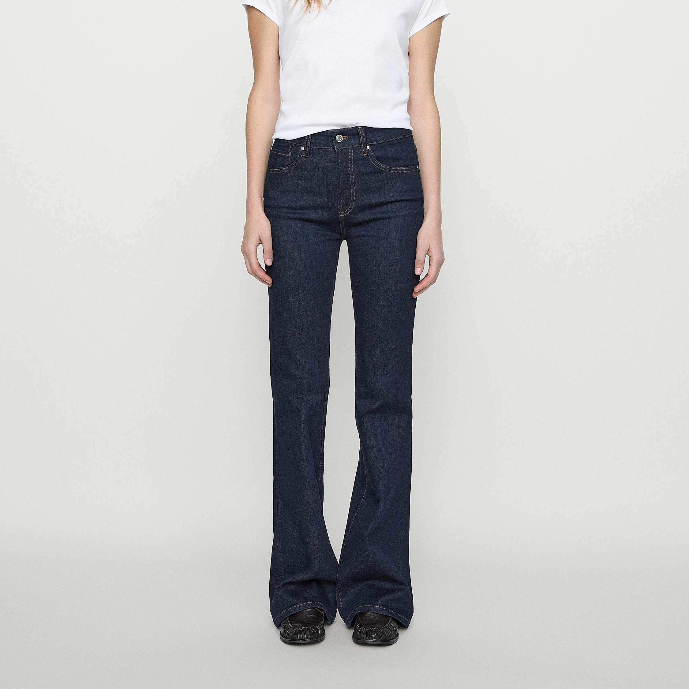 Jeans skinny flare tiro alto