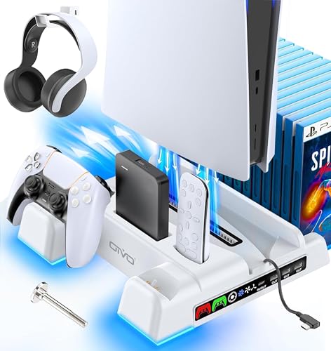 OIVO Soporte para PS5/Slim/Pro con Ventilador de 3 Velocidades, Cargador para Mando Playstation