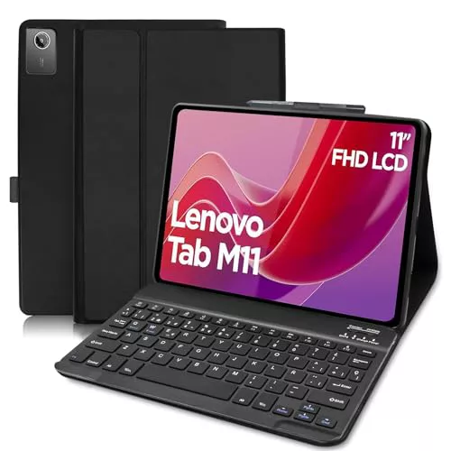 COEZFE Funda con Teclado para Lenovo Tab M11 11", Español Ñ Teclado Magnético para Lenovo Tab M11 11 Pulgadas, Funda Teclado para Lenovo Tab M11 (TB330FU/TB330XU) 2024, Negro