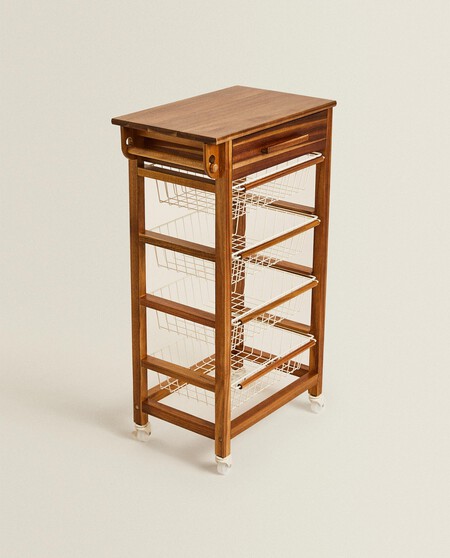 MUEBLE ALMACENAJE MADERA Y METAL RUEDAS