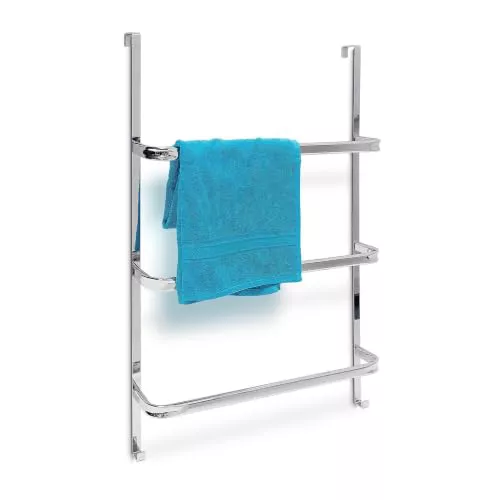 Relaxdays Toallero Puerta, 3 Barras, 85x54x11,5 cm, Colgador Toallas, sin Taladrar