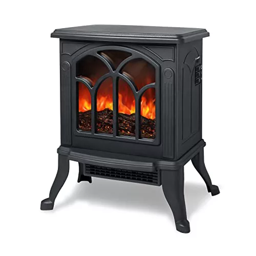 Froadp 1500W Chimenea Eléctrica Bajo Consumo con LED Llama Simulada, Chimenea Portátil, Potencia Calorífica Chimenea Eléctrica, Chimeneas Electricas Decorativas,Termostato, 405x240x450mm, Negro