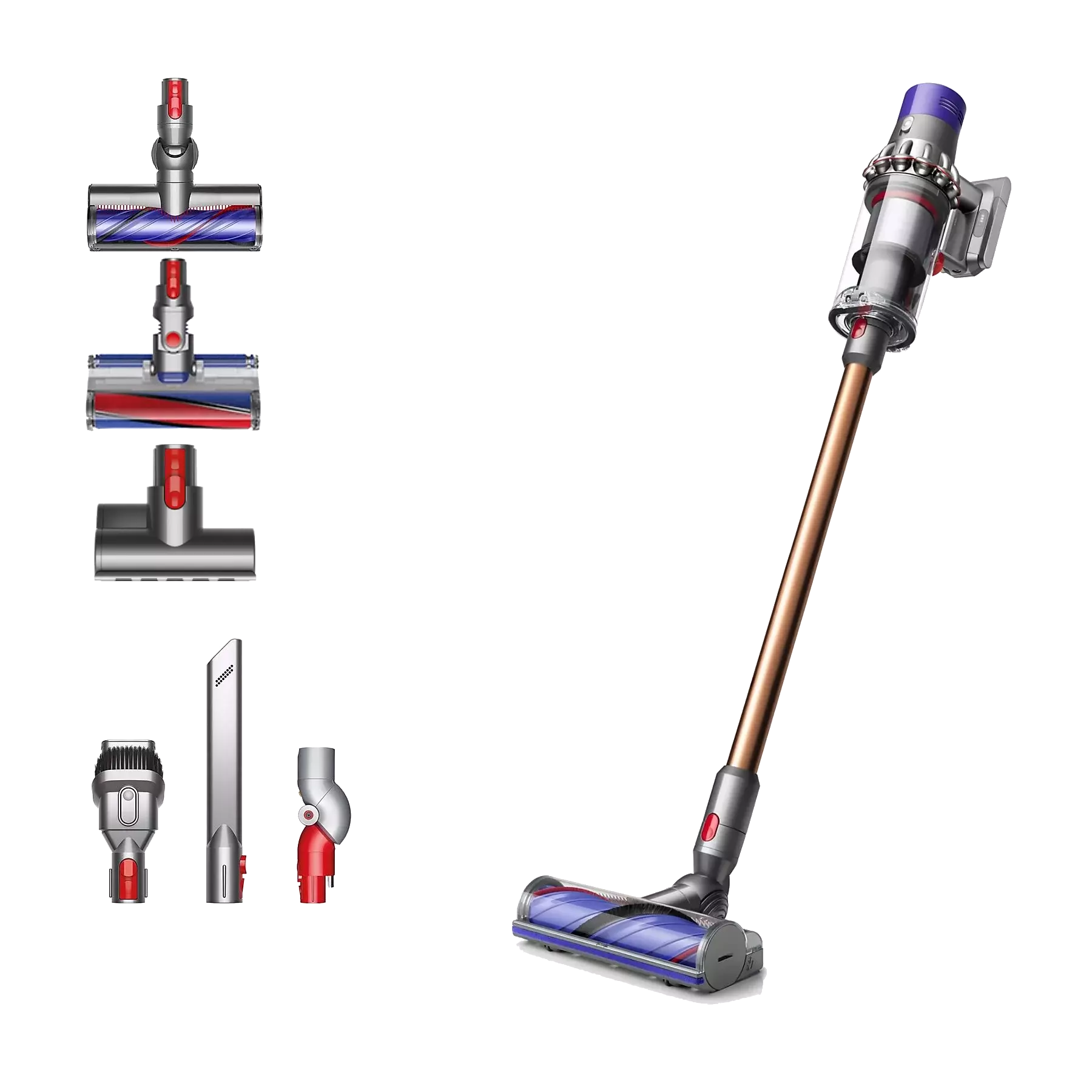 Aspirador escoba - Dyson Cyclone V10™ Absolute, Potencia succión 150 AW, Sin cable, Tecnología ciclónica, 60 min, Níquel