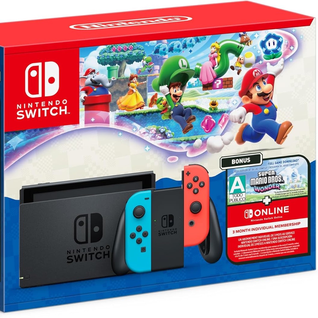 Consola Nintendo Switch 32 GB más Super Mario Bros Wonder y 3 Meses de suscripción Online