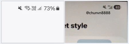 左: One UI 6.1 のバッテリー アイコン。右: One UI 7 のバッテリーアイコンとされるもの (画像: Sammy Fans - @chunvn8888)