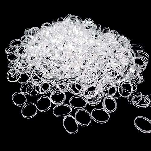 Hanyousheng Mini Gomas de Pelo Transparentes, 500 Pcs, Banda Elástica para Coletero y Trenzas para Niñas, Dreadlocks Pequeños,Peinado de Boda y Más