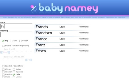 Baby Namey: buscando el nombre adecuado para los recién nacidos