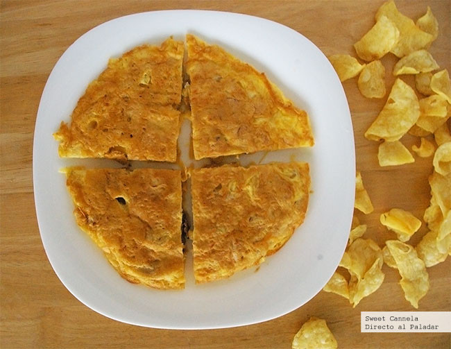 Receta de Tortilla española usando papas fritas