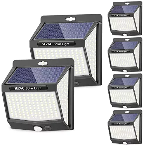 SEZAC Luz Solar Exterior [6 Paquete/3 Modes] 270° Súper Brillante 