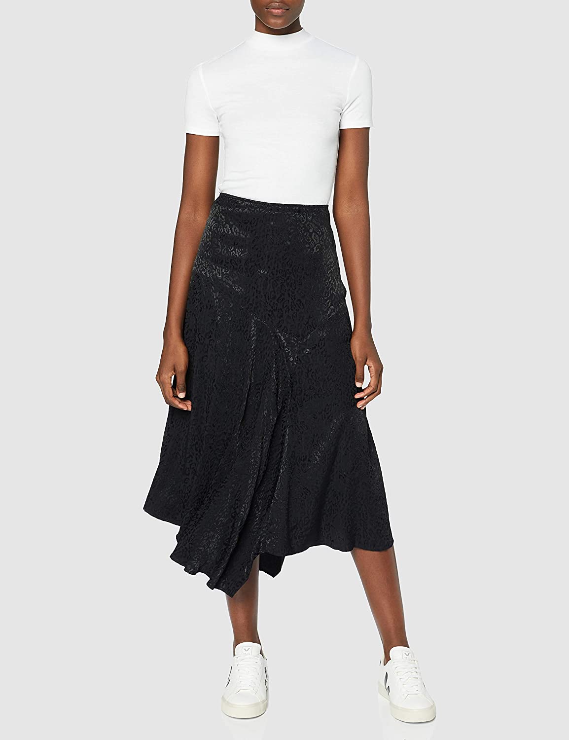 Amazon Brand - find.  Long Satin Asymmetric Skirt Woman