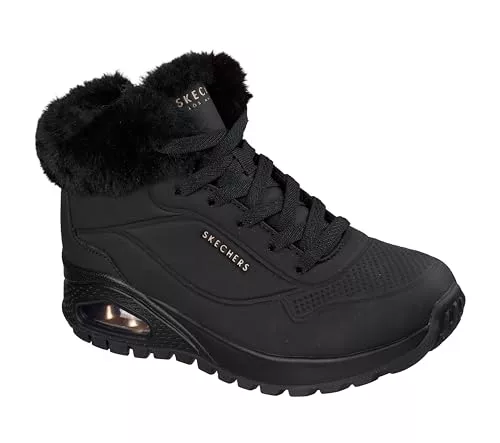 Skechers Botas de moda Uno Rugged para mujer, Negro, 38.5 EU