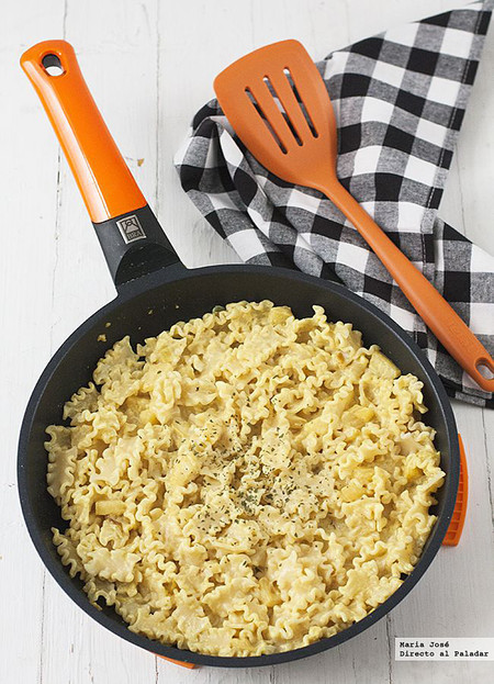 Mafalda Corta con manzana y crema al curry. Receta de pasta