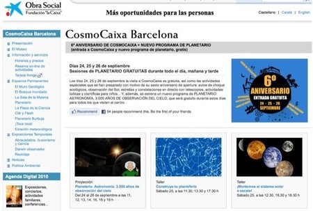 Actividades gratuitas en CosmoCaixa Barcelona