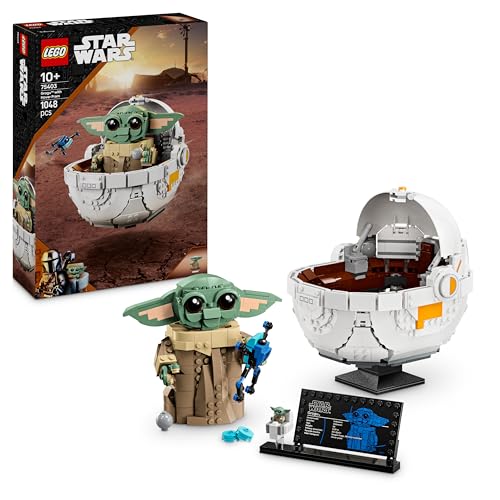 LEGO Star Wars 75403 Grogu con Aerocuna, Figura Articulada de Baby Yoda de Juguete y Minifigura, Decoración de Habitación Juvenil, Regalo para Niños y Niñas de 10 Años o Más y Fans de The Mandalorian