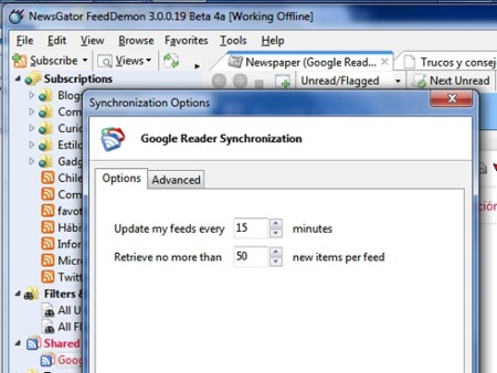 Ya está disponible la sincronización con Google Reader en FeedDemon