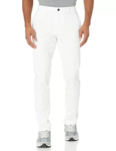 Amazon Essentials Pantalón Chino Elástico, Cómodo, Lavado y de Ajuste Ceñido Hombre, Blanco, 28W / 29L